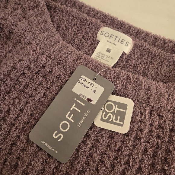 NWT Softies Waffle Marshmallow Boatneck Lounge Set Pajamas PJs Fleece Driftwood - Picture 5 of 7